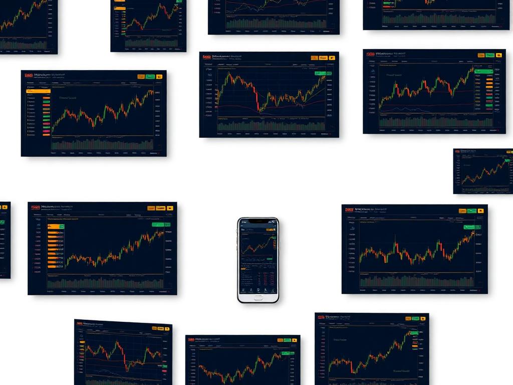 Forex trading platform with market charts on desktop and mobile screens