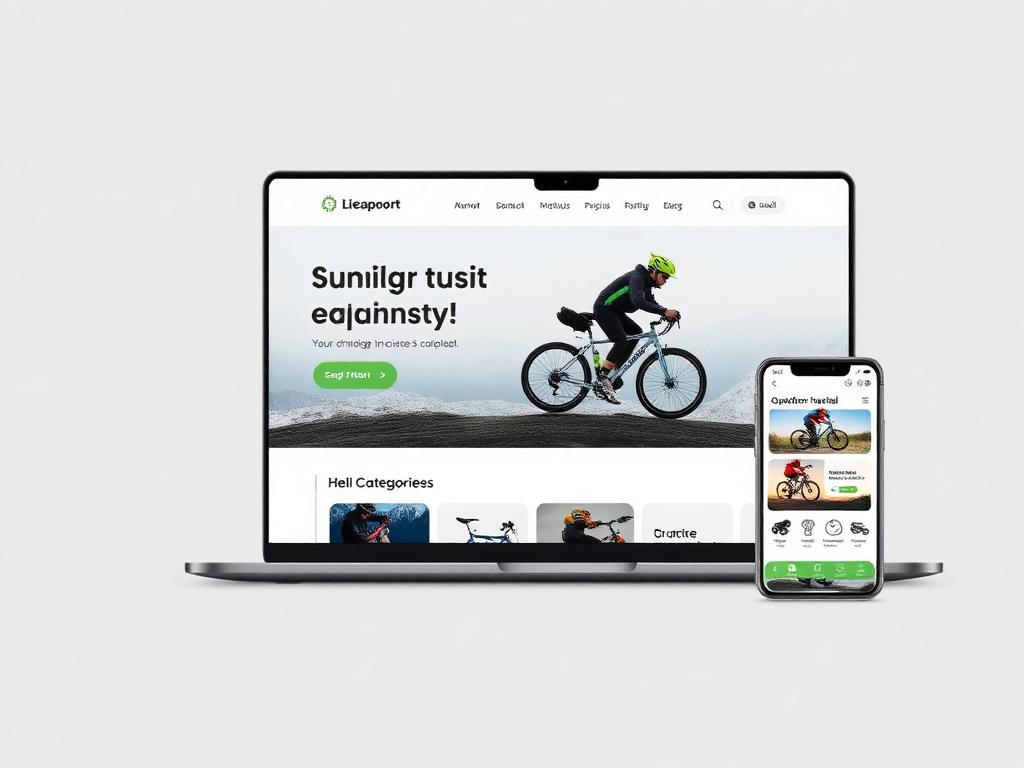 Online bike store displayed on laptop and smartphone screens